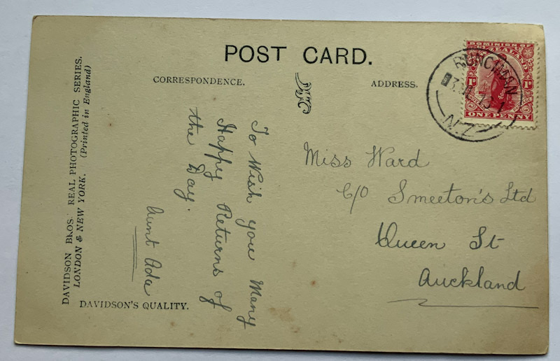 Early photo postcard Sailor NZ postal history Runciman postmark